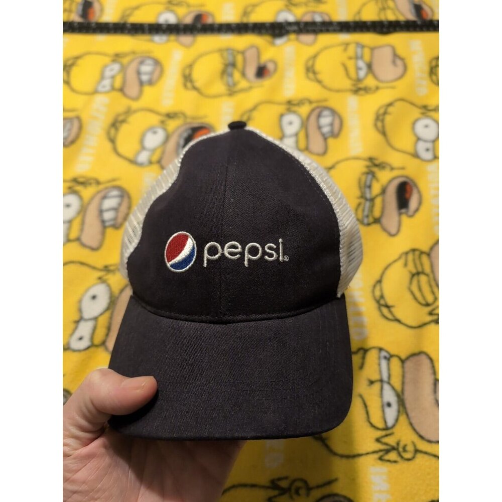 Pepsi Hat Cap Trucker Mesh Back Snapback Navy Sodagear